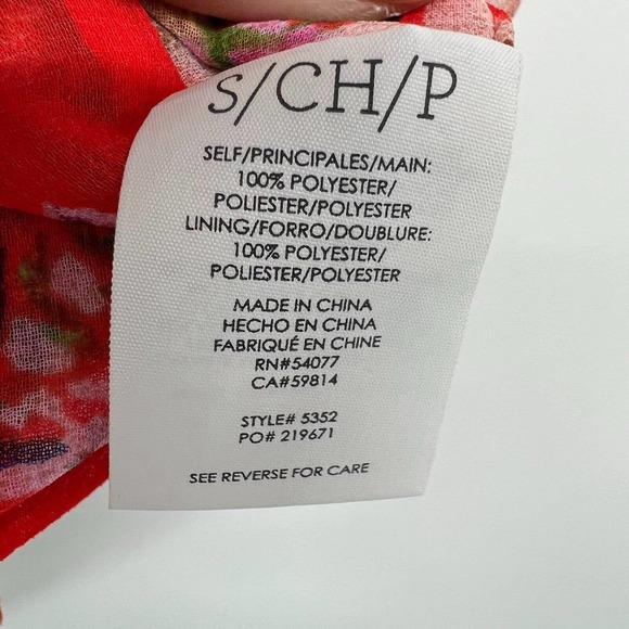 CAbi #5352 Top Blouse Sz Small Orange Floral Lush Cold Shoulder Ruffle V-Neck - Picture 8 of 8